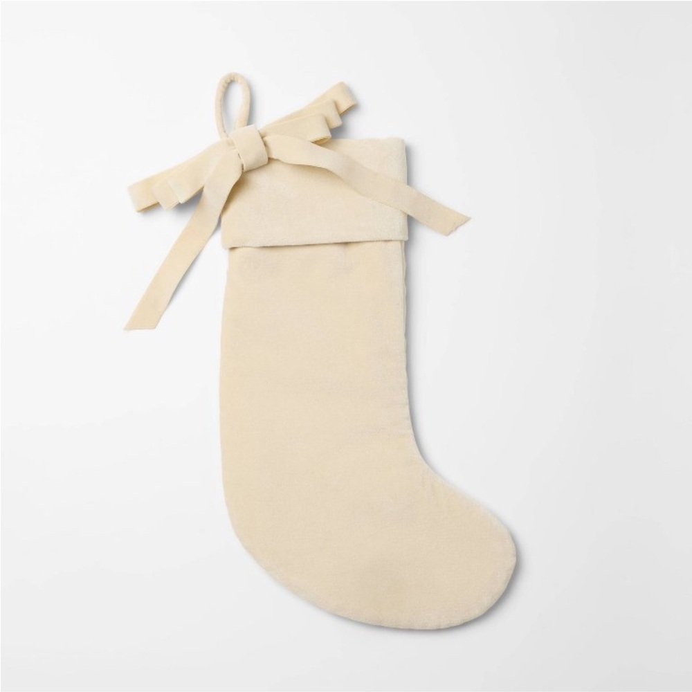 Velvet Bow Christmas Stocking Cream   - Threshold™ designed with Studio McGee